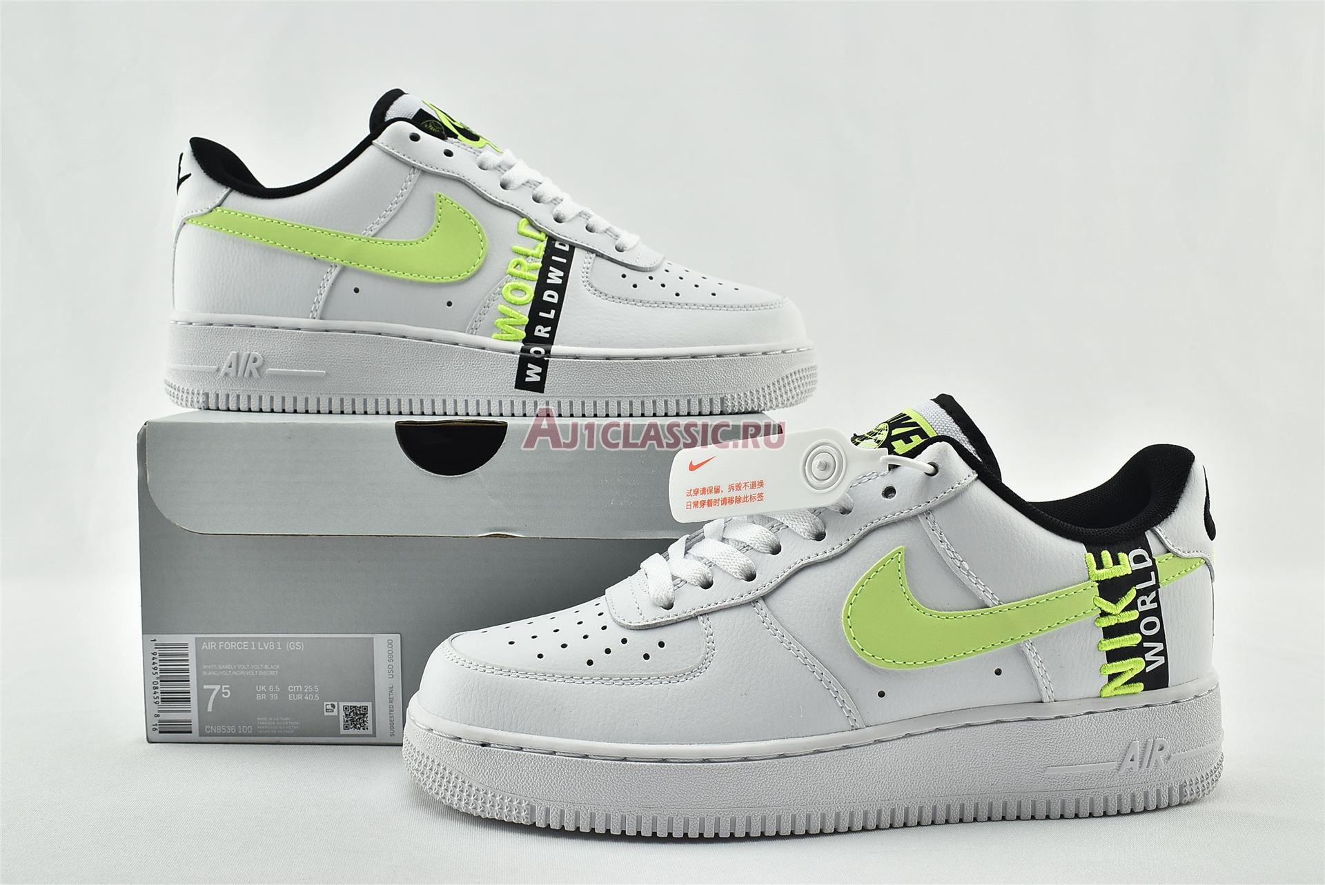 New Nike Air Force 1 LV8 1 "Worldwide Pack - White Barely Volt" CN8536-100 Shoes