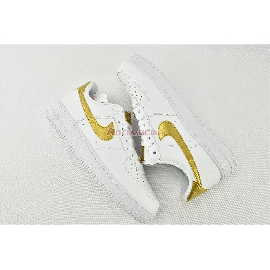 Nike Air Force 1 07 LV8 Gold Foil Swoosh DC2181-100 White/Metallic Gold/White Mens Womens Shoes