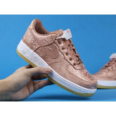 CLOT x Nike Air Force 1 Low Premium Rose Gold Silk CJ5290-600-02 Rose Gold/White/Gum Light Brown Mens Womens Shoes