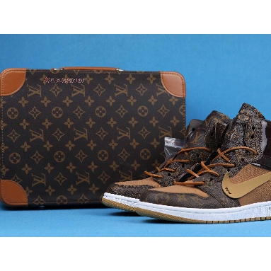 Louis Vuitton x Off-White x Air Jordan 1 Off-Louis AQ0818-202 Brown/Brown-White (Full Set LV Box) Mens Womens Shoes