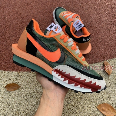 Sacai x Nike LDWaffle Shark BV0073-081 Orange Red/Grass Green//Black/White Mens Womens Shoes