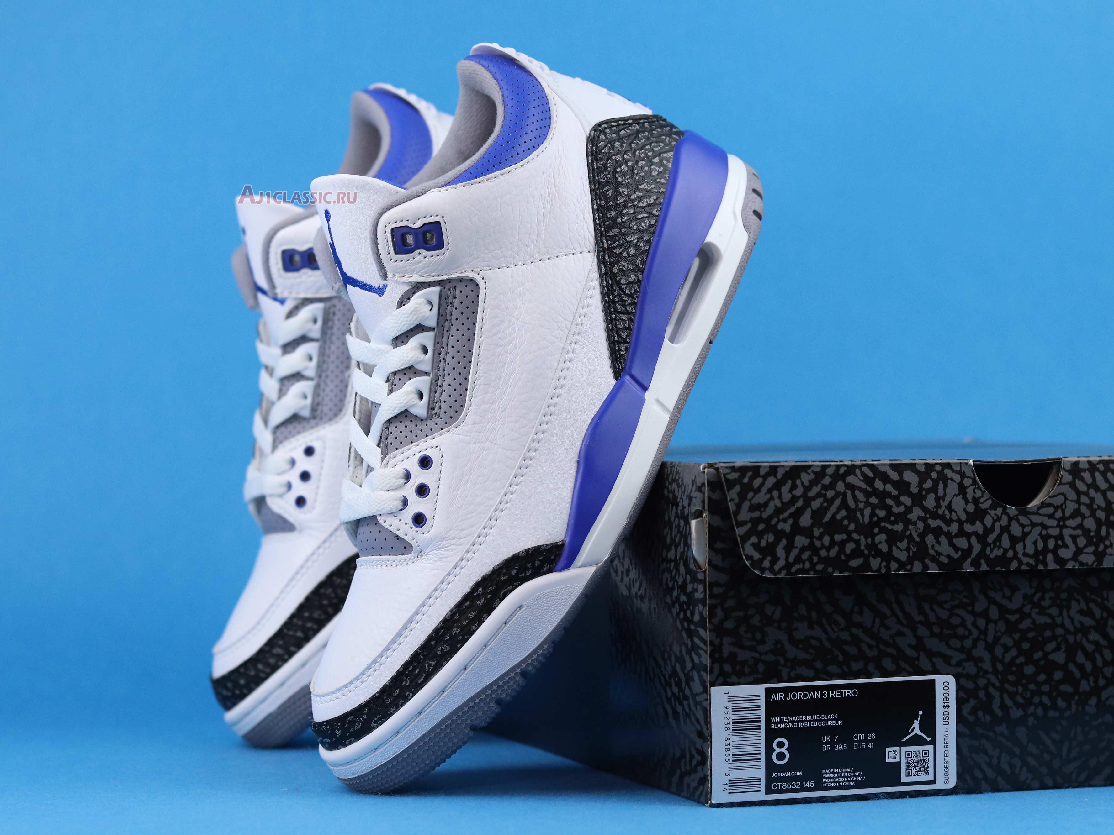 New Air Jordan 3 Retro "Racer Blue" CT8532-145 Shoes