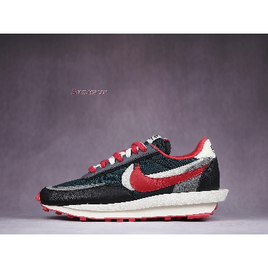 Sacai x Undercover x Nike LDWaffle Midnight Spruce University Red DJ4877-300 Midnight Spruce/Pale Ivory/Dark Grey/University Red Mens Womens Shoes