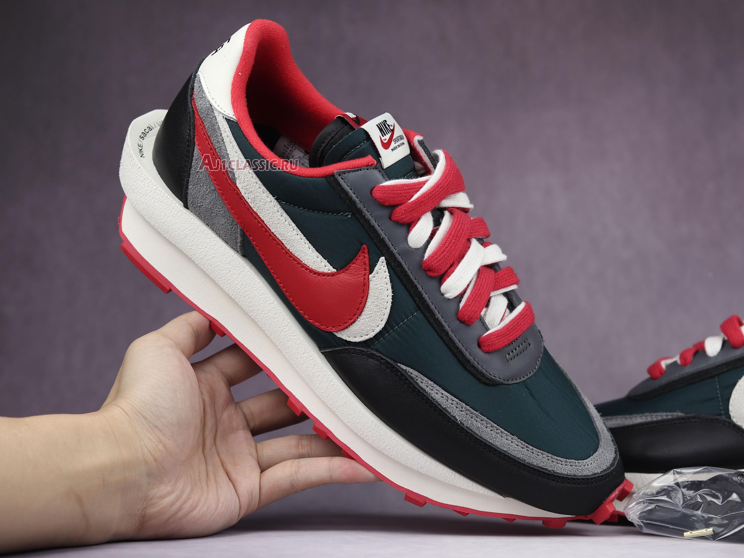 New Sacai x Undercover x Nike LDWaffle "Midnight Spruce University Red" DJ4877-300 Shoes