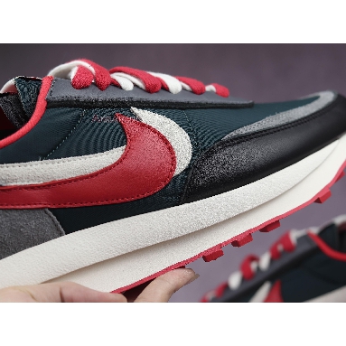 Sacai x Undercover x Nike LDWaffle Midnight Spruce University Red DJ4877-300 Midnight Spruce/Pale Ivory/Dark Grey/University Red Mens Womens Shoes
