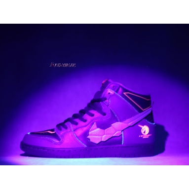 Gundam x Nike Dunk High SB Project Unicorn - Banshee Norn DH7717-400 Thunder Blue/Metallic Gold Mens Womens Shoes