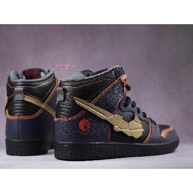 Gundam x Nike Dunk High SB Project Unicorn - Banshee Norn DH7717-400 Thunder Blue/Metallic Gold Mens Womens Shoes