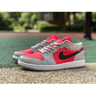 Air Jordan 1 Low Light Iron Ore DC0774-060 Light Iron Ore/Black-Siren Red Mens Womens Shoes