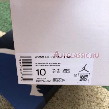 Air Jordan 1 Low Light Iron Ore DC0774-060 Light Iron Ore/Black-Siren Red Mens Womens Shoes