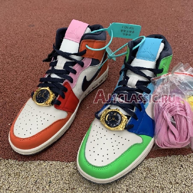 Melody Ehsani x Air Jordan 1 Mid Fearless CQ7629-100 White/Black/Half Blue/Habanero Red Mens Womens Shoes