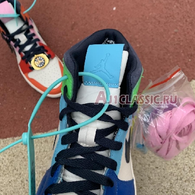 Melody Ehsani x Air Jordan 1 Mid Fearless CQ7629-100 White/Black/Half Blue/Habanero Red Mens Womens Shoes