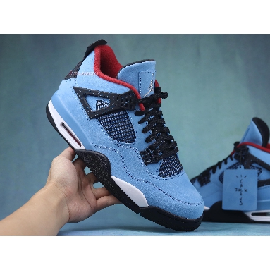 Travis Scott x Air Jordan 4 Retro Cactus Jack 308497-406-02 University Blue/Varsity Red-Black Mens Womens Shoes