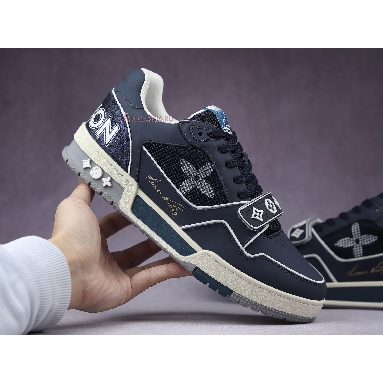 Buy Louis Vuitton Trainer Low "Navy White" 1A9DEG Quality Reps Replicas Shoes
