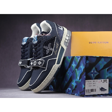 Buy Louis Vuitton Trainer Low "Navy White" 1A9DEG Quality Reps Replicas Shoes