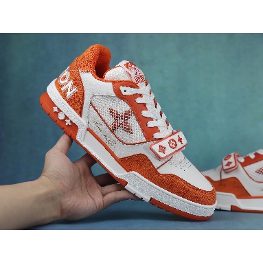 Buy Louis Vuitton Trainer Low "Orange Monogram Denim" 1A9ZBI Quality Reps Replicas Shoes