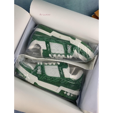 Buy Louis Vuitton Trainer Low "Green Monogram Denim" 1A9JHV Quality Reps Replicas Shoes