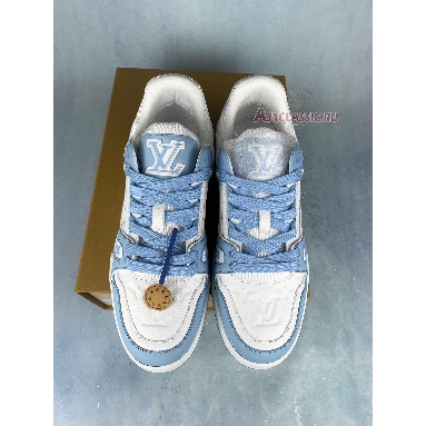 Buy Louis Vuitton Trainer Low "White Sky Blue" 1AA6X4 Quality Reps Replicas Shoes