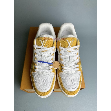 Buy Louis Vuitton LV Trainer Sneaker "Yellow Monogram Denim White" 1A9JHF Quality Reps Replicas Shoes