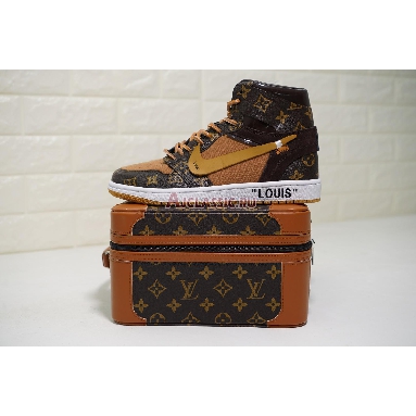 Buy Louis Vuitton x Off-White x Air Jordan 1 "Off-Louis Brown" AQ0818-202-2 (Includes one LV suitcase) Quality Reps Replicas Shoes
