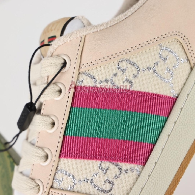 Buy Gucci Wmns Screener "White GG Lame" Sneaker 577684 2C830 9150 Quality Reps Replicas Shoes