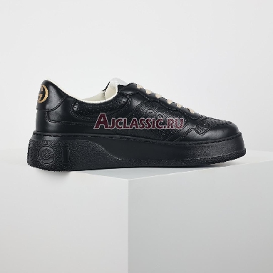 Buy Gucci GG Embossed "Black Leather" Sneaker 669582 1XL10 1000 Quality Reps Replicas Shoes