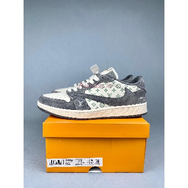 Buy Custom Travis Scott x Louis Vuitton x Air Jordan 1 Low White Grey Grey SJ2068-261 Quality Reps Replicas Shoes