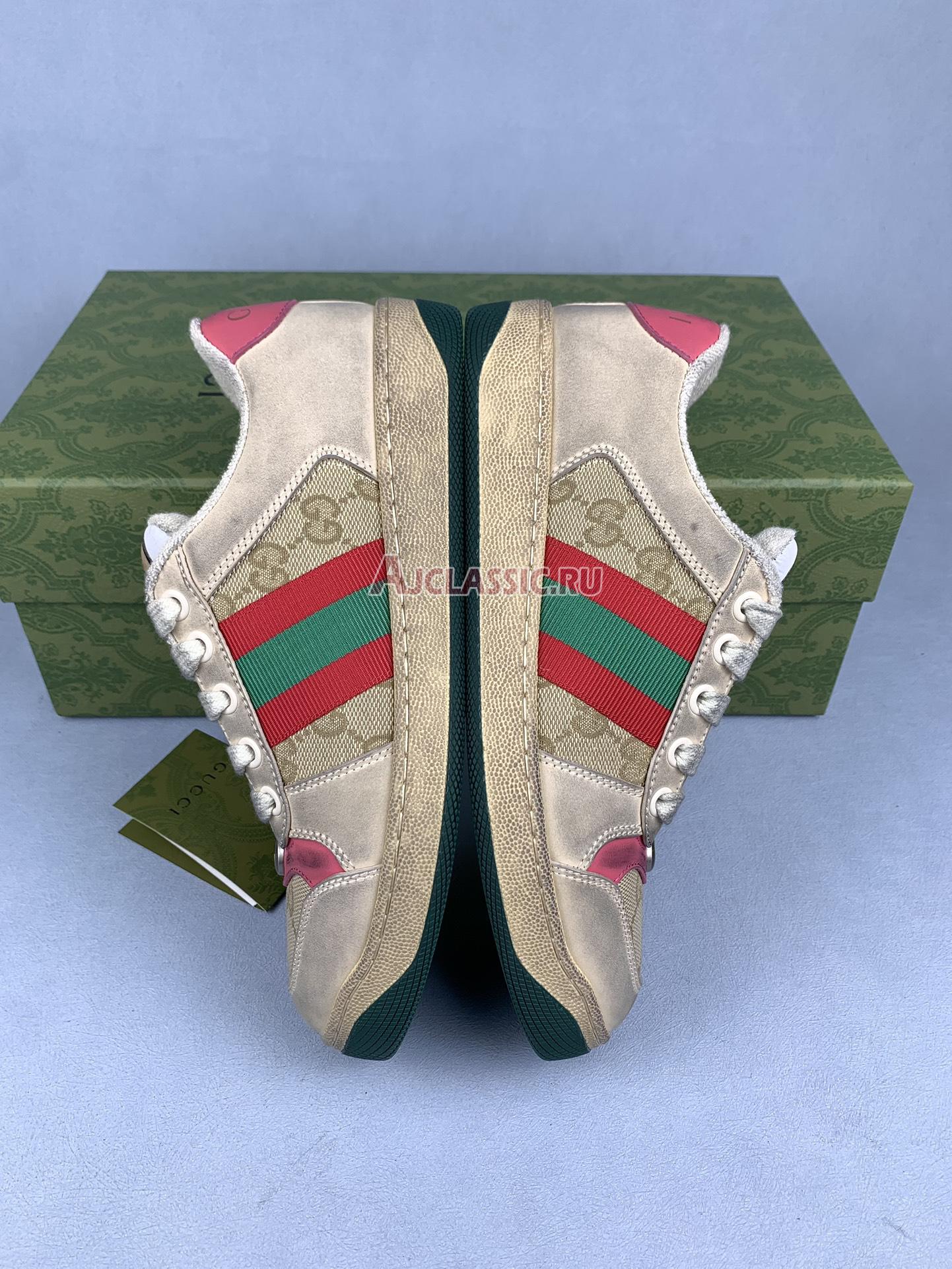 New Gucci Screener "Distressed Pink Green" Sneaker 626620 G1760 9665 Shoes
