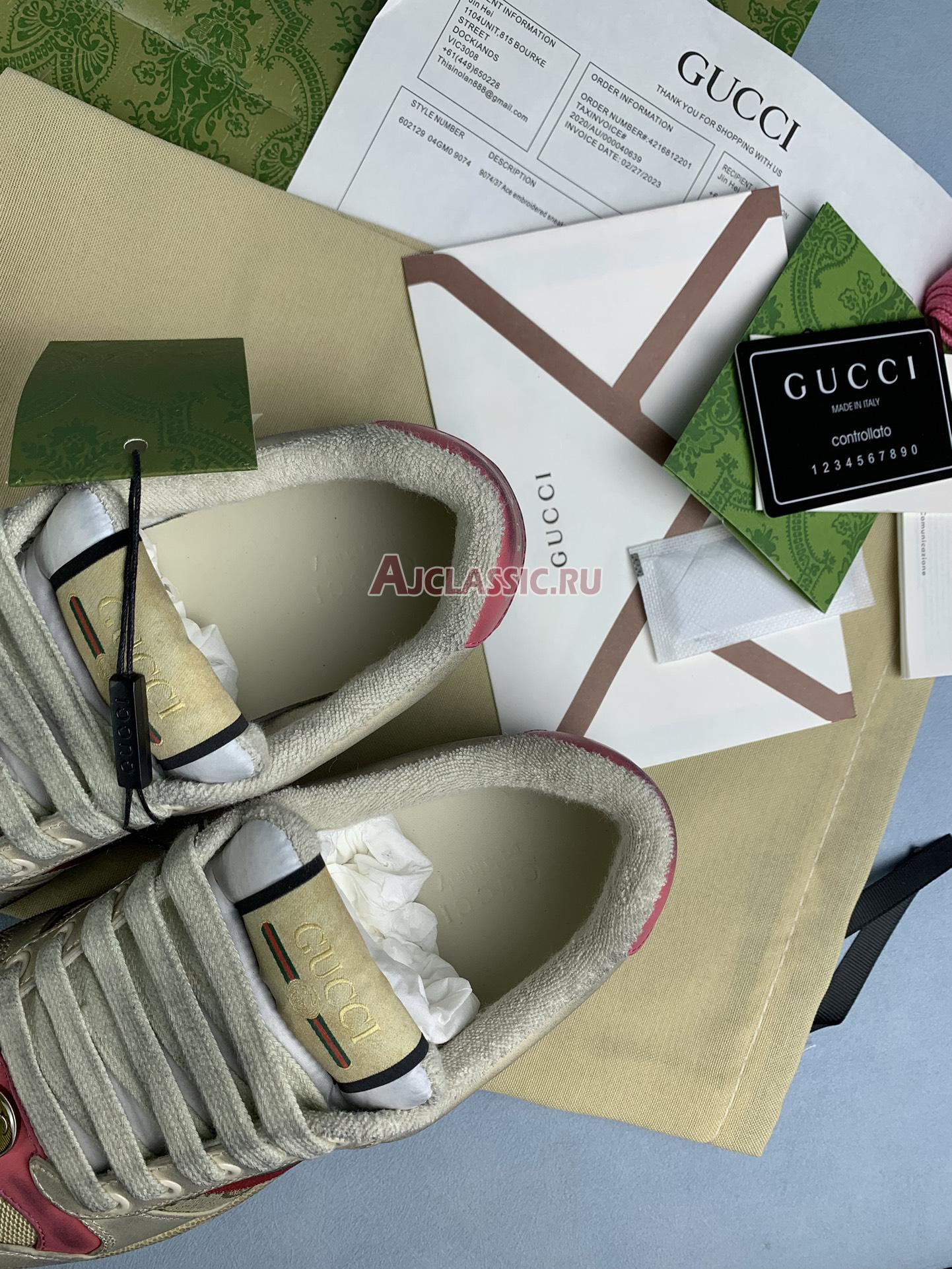 New Gucci Screener "Distressed Pink Green" Sneaker 626620 G1760 9665 Shoes