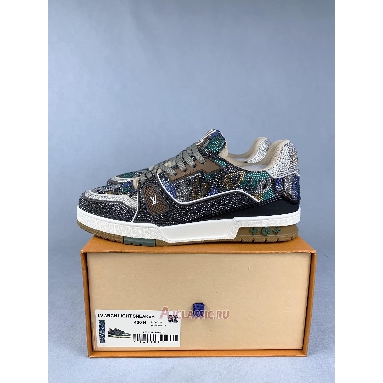 Buy Louis Vuitton LV Trainer Grey Crystals Rhinestone Brown 1AARH6 Quality Reps Replicas Shoes