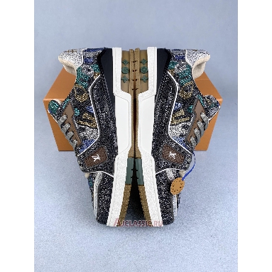 Buy Louis Vuitton LV Trainer Grey Crystals Rhinestone Brown 1AARH6 Quality Reps Replicas Shoes