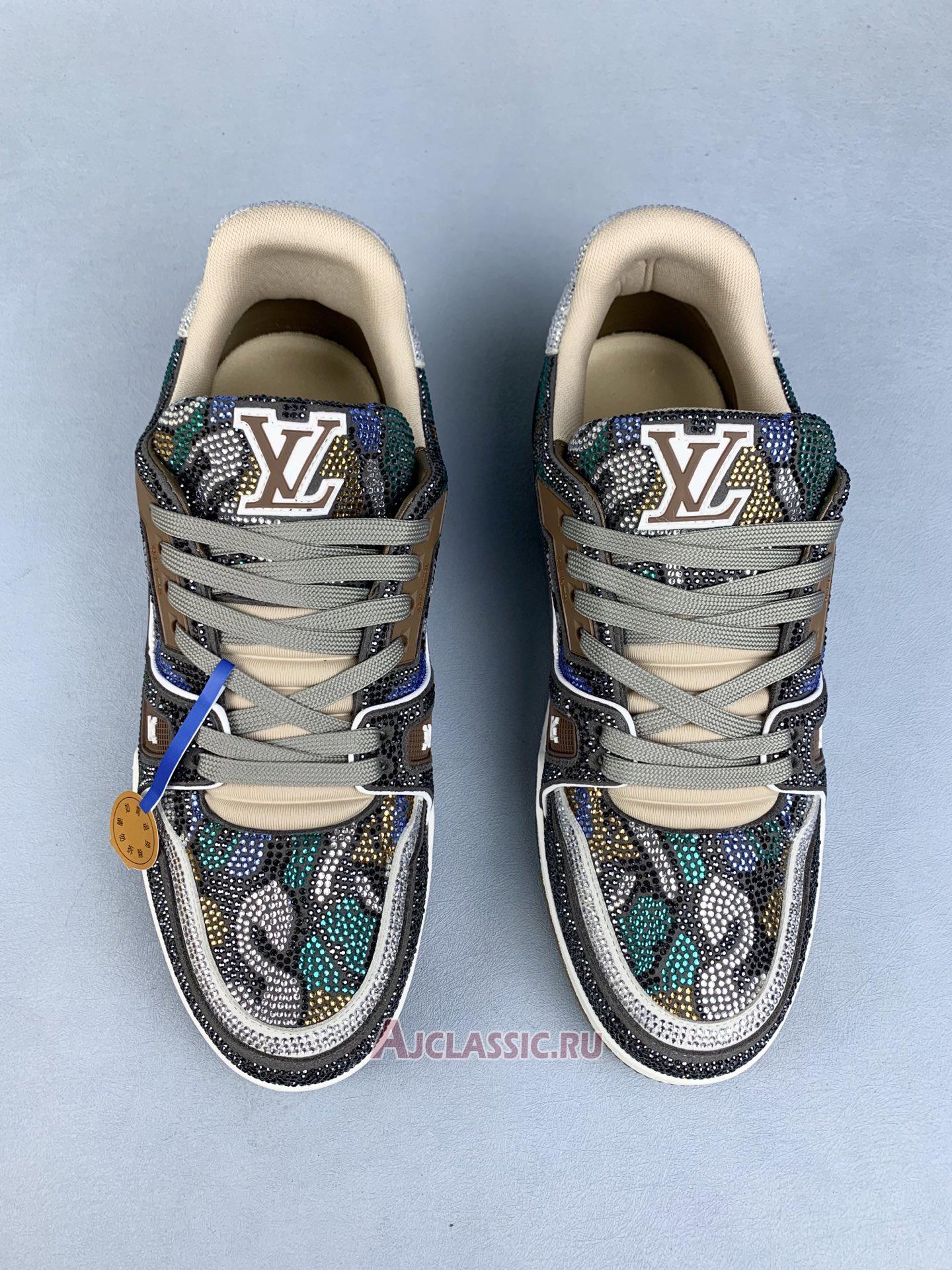 New Louis Vuitton LV Trainer "Grey Crystals Rhinestone" 1AARH6 Shoes