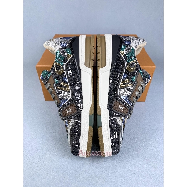 Buy Louis Vuitton LV Trainer Grey Crystals Rhinestone Brown 1AARH6 Quality Reps Replicas Shoes