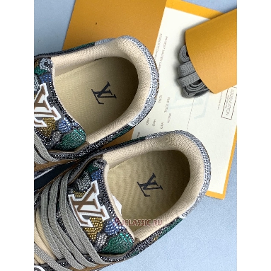 Buy Louis Vuitton LV Trainer Grey Crystals Rhinestone Brown 1AARH6 Quality Reps Replicas Shoes