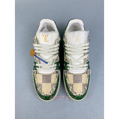 Buy Louis Vuitton LV Trainer Damier White Green Green 1AC58M Quality Reps Replicas Shoes