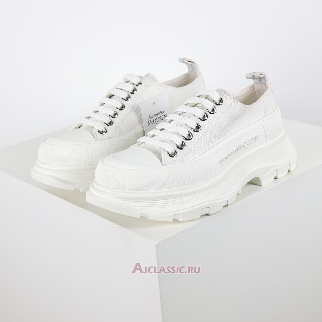 New Alexander McQueen Tread Slick Lace Up "Triple White" 705660W4MV29000 Shoes