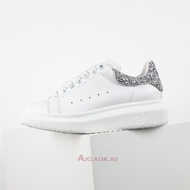 Buy Alexander McQueen Oversized Sneaker White Silver Glitter White 612099WHX1Z9413 Quality Reps Replicas Shoes