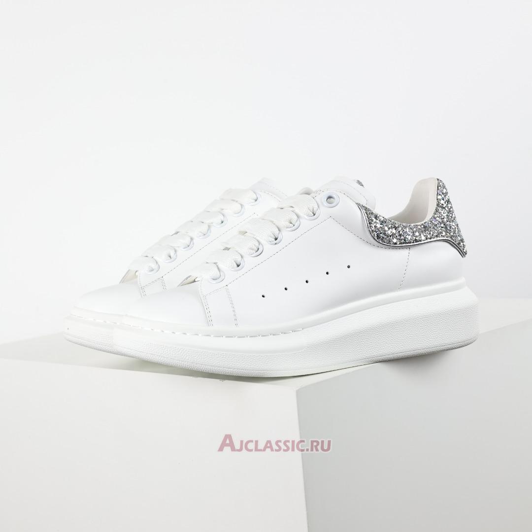 New Alexander McQueen Oversized Sneaker "White Silver Glitter" 612099WHX1Z9413 Shoes