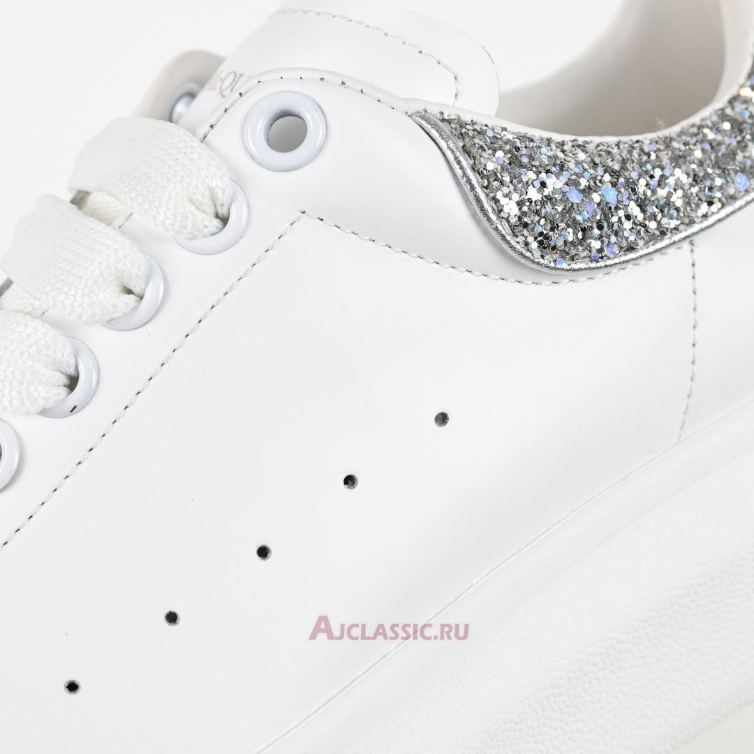 New Alexander McQueen Oversized Sneaker "White Silver Glitter" 612099WHX1Z9413 Shoes