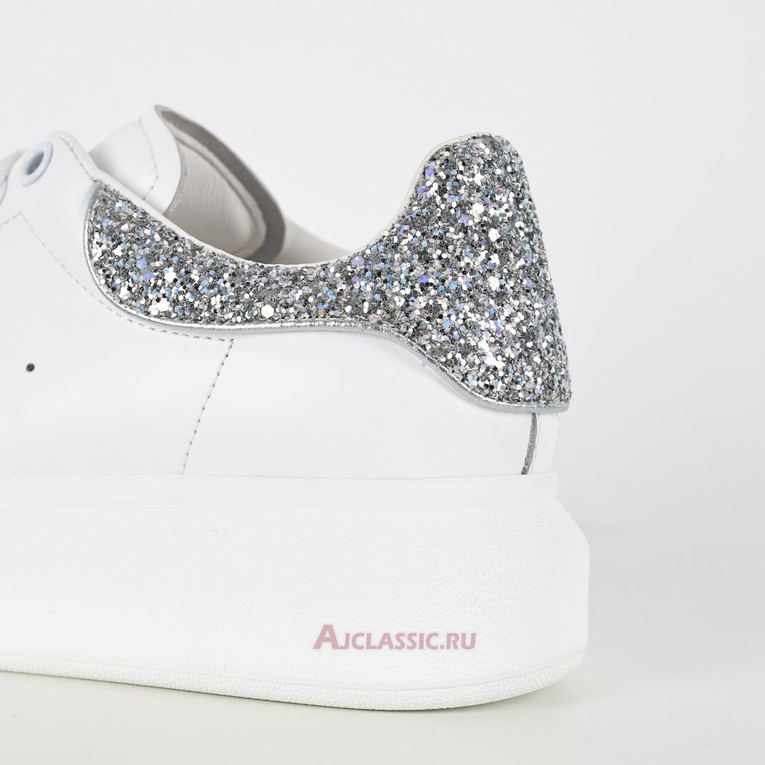 New Alexander McQueen Oversized Sneaker "White Silver Glitter" 612099WHX1Z9413 Shoes