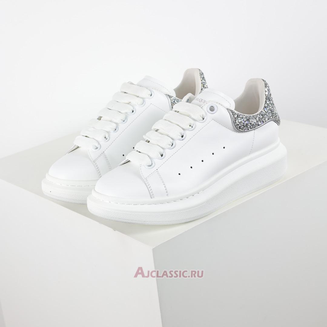 New Alexander McQueen Oversized Sneaker "White Silver Glitter" 612099WHX1Z9413 Shoes