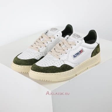 Buy Autry Medalist Low Leather and Suede White Military Green AULW-GS40 Quality Reps Replicas Shoes