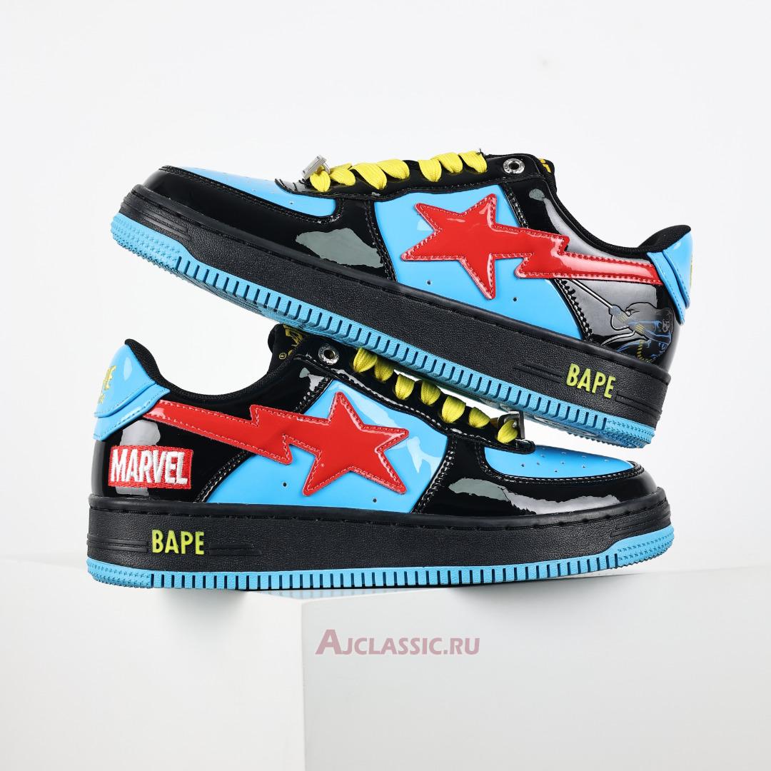 New A Bathing Ape x Marvel Comics BapeSta Low "Black Blue" 001FWI731907 Shoes