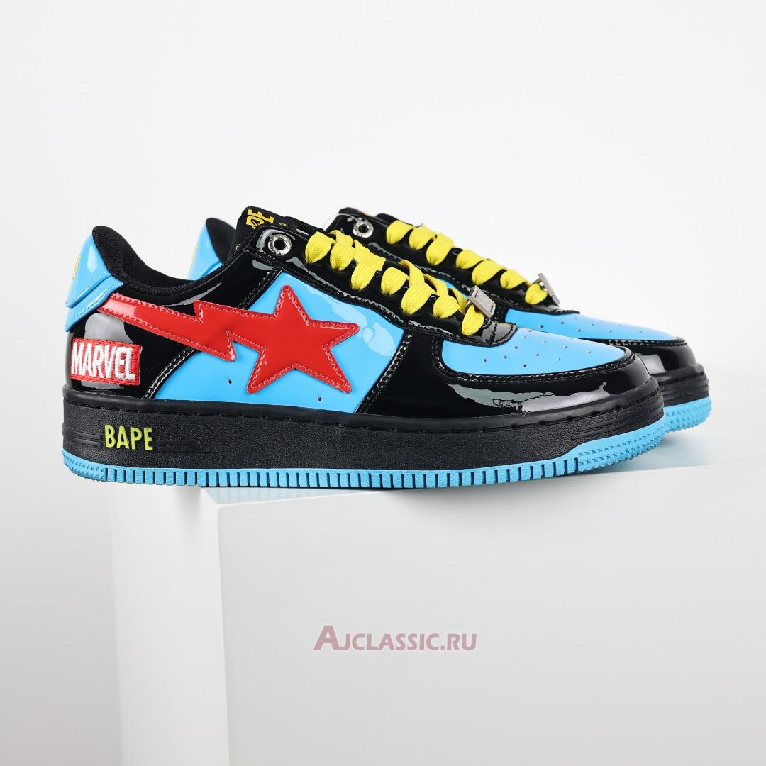 New A Bathing Ape x Marvel Comics BapeSta Low "Black Blue" 001FWI731907 Shoes