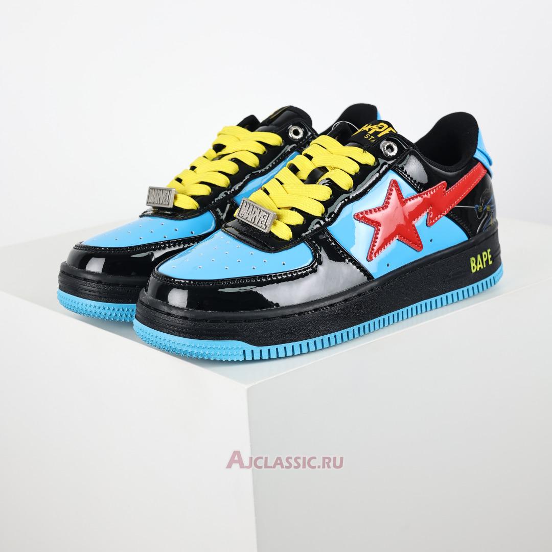 New A Bathing Ape x Marvel Comics BapeSta Low "Black Blue" 001FWI731907 Shoes