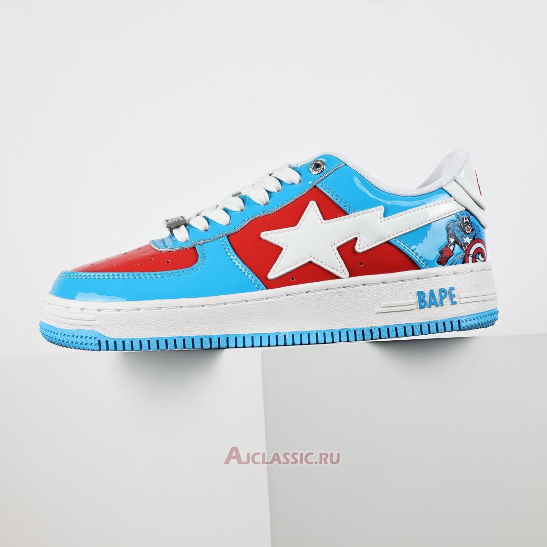 New A Bathing Ape x Marvel Comics BapeSta Low "Blue Captain America" 0ZXSHM191903J-BLP Shoes