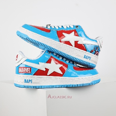 Buy A Bathing Ape x Marvel Comics BapeSta Low Blue Captain America Blue 0ZXSHM191903J-BLP Quality Reps Replicas Shoes