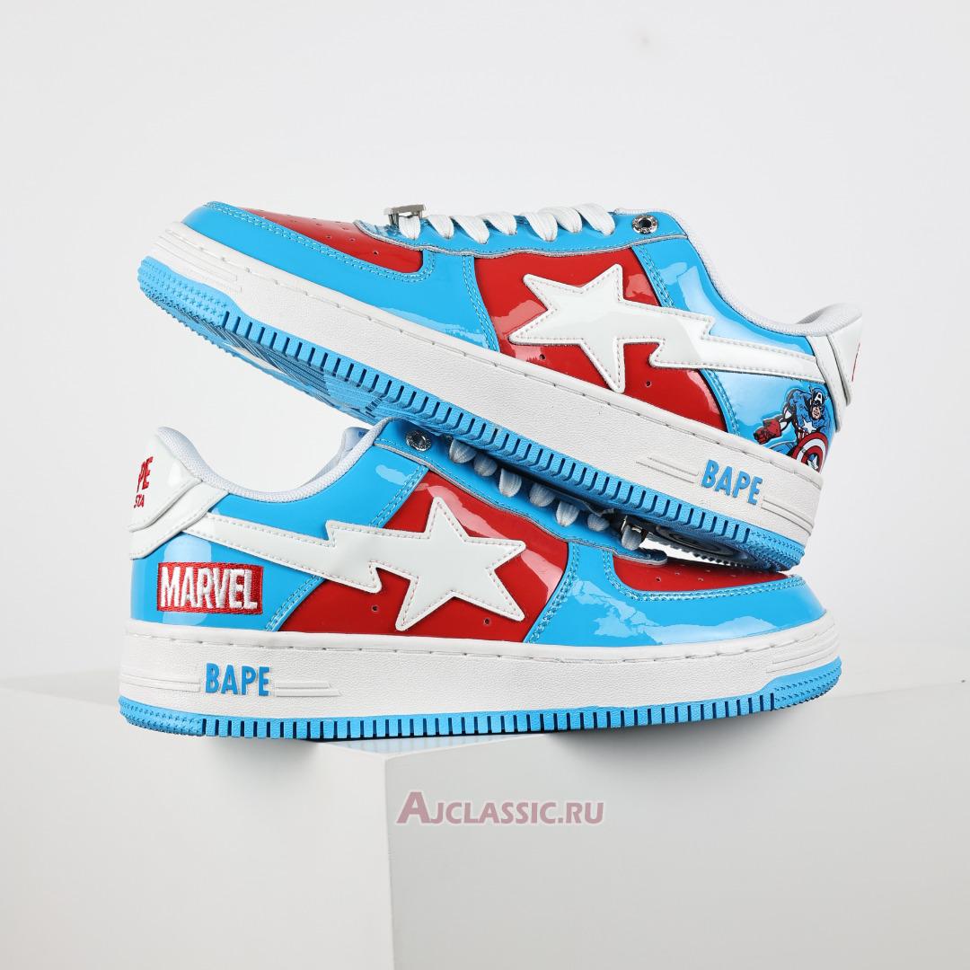 New A Bathing Ape x Marvel Comics BapeSta Low "Blue Captain America" 0ZXSHM191903J-BLP Shoes