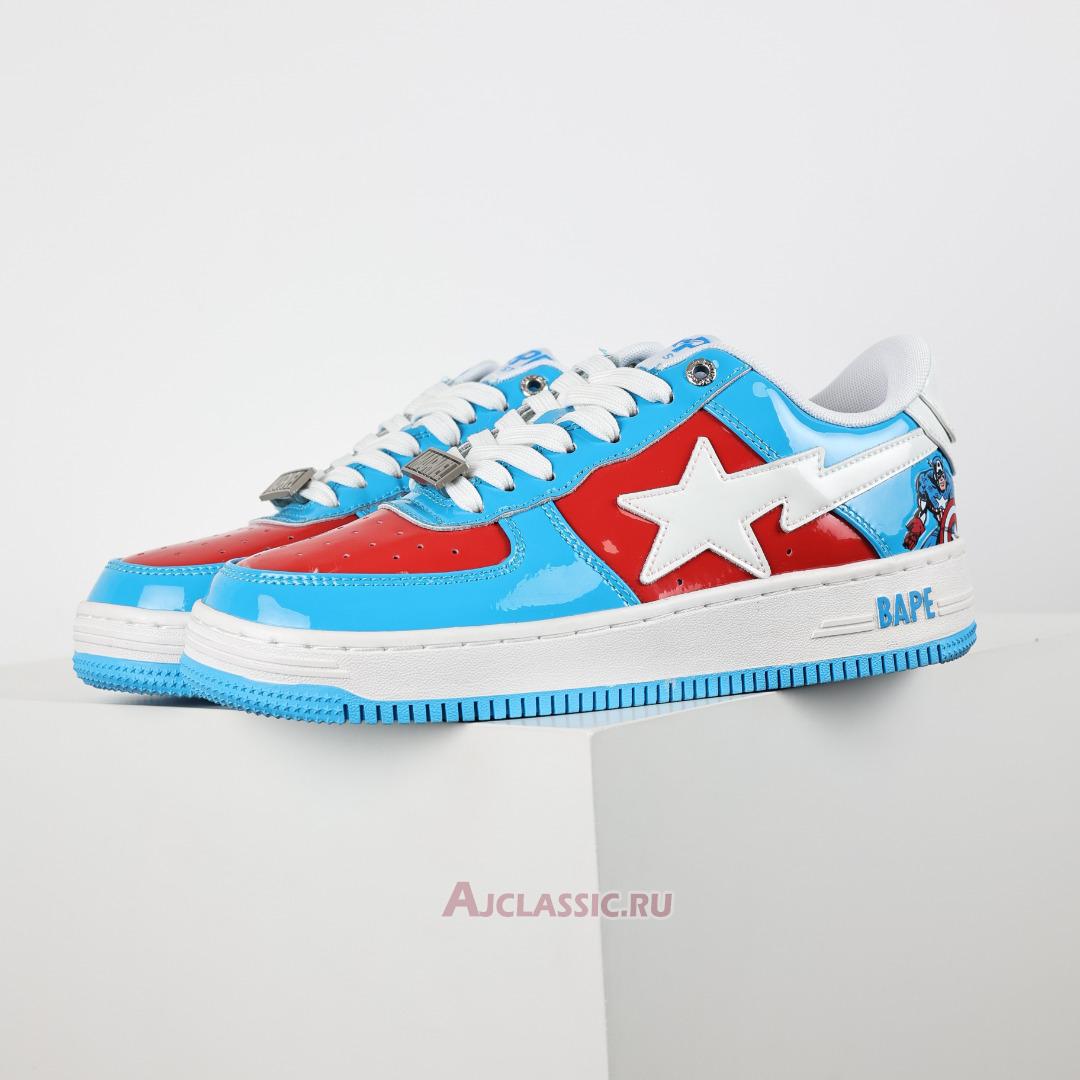 New A Bathing Ape x Marvel Comics BapeSta Low "Blue Captain America" 0ZXSHM191903J-BLP Shoes
