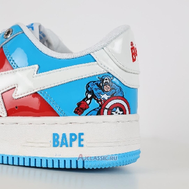 Buy A Bathing Ape x Marvel Comics BapeSta Low Blue Captain America Blue 0ZXSHM191903J-BLP Quality Reps Replicas Shoes