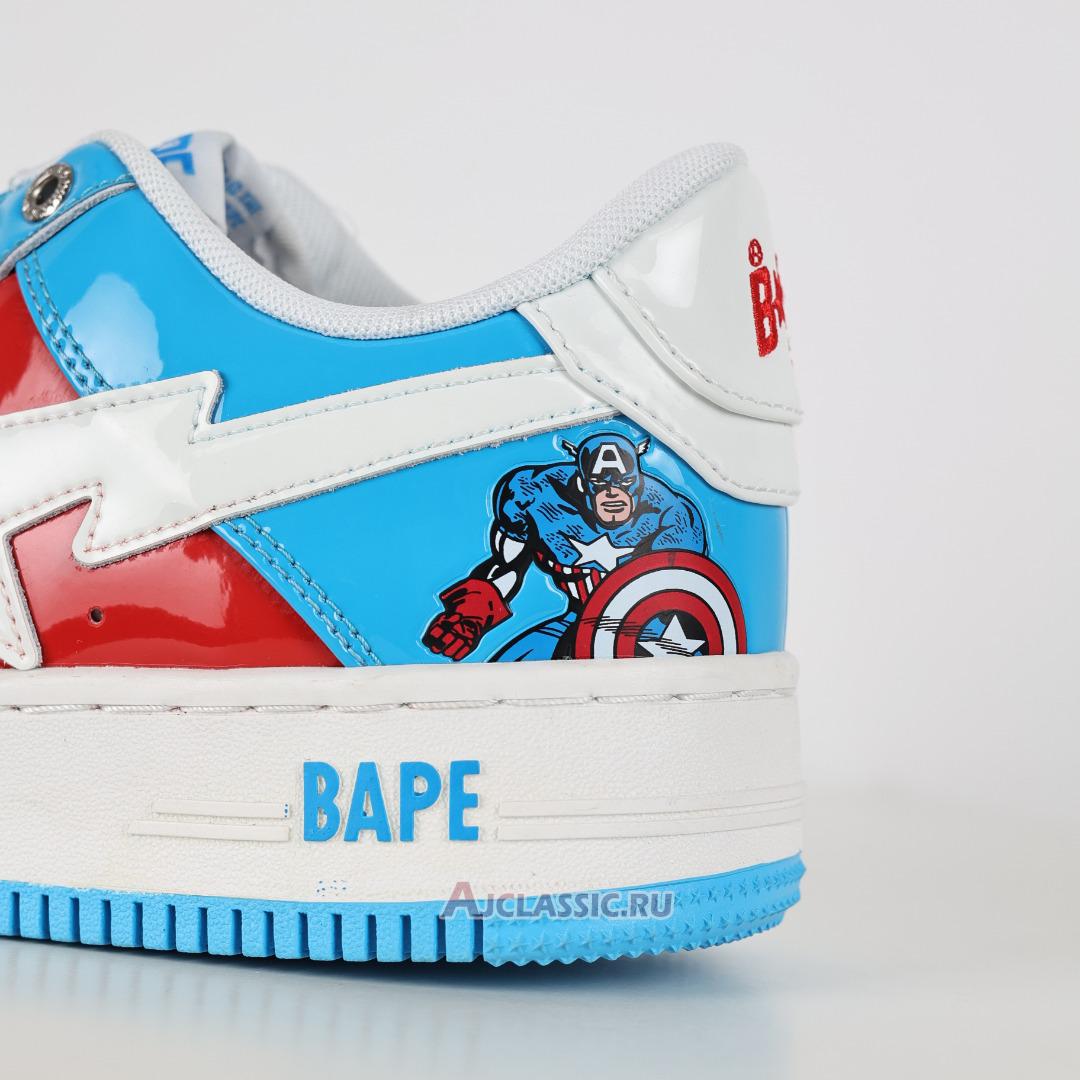 New A Bathing Ape x Marvel Comics BapeSta Low "Blue Captain America" 0ZXSHM191903J-BLP Shoes